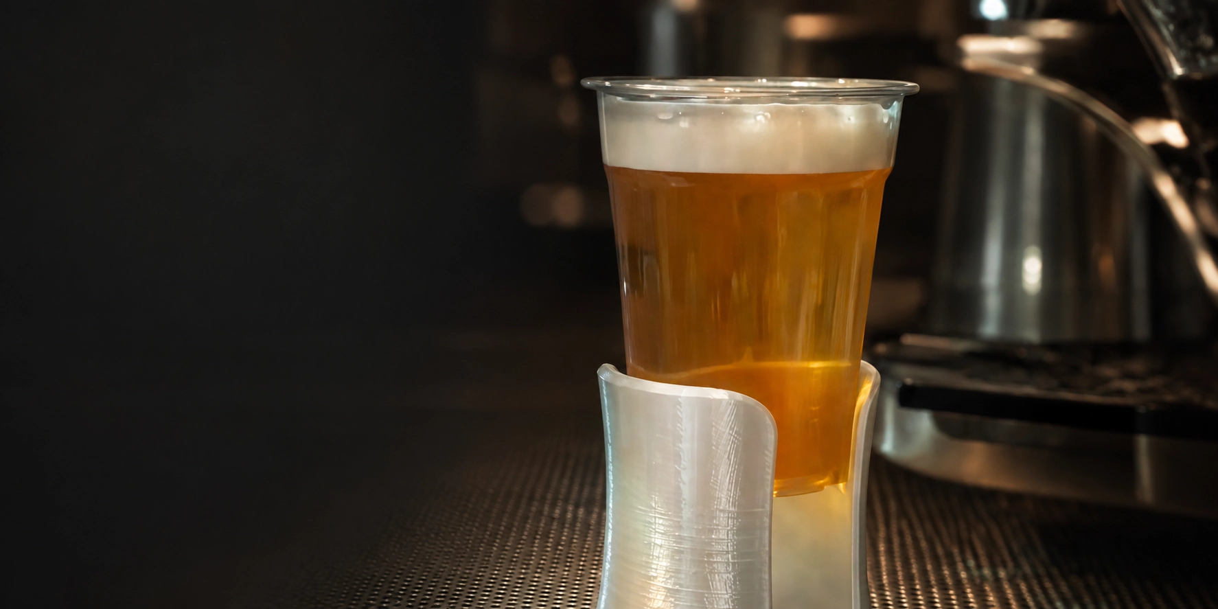 Beer on a robot bartender counter